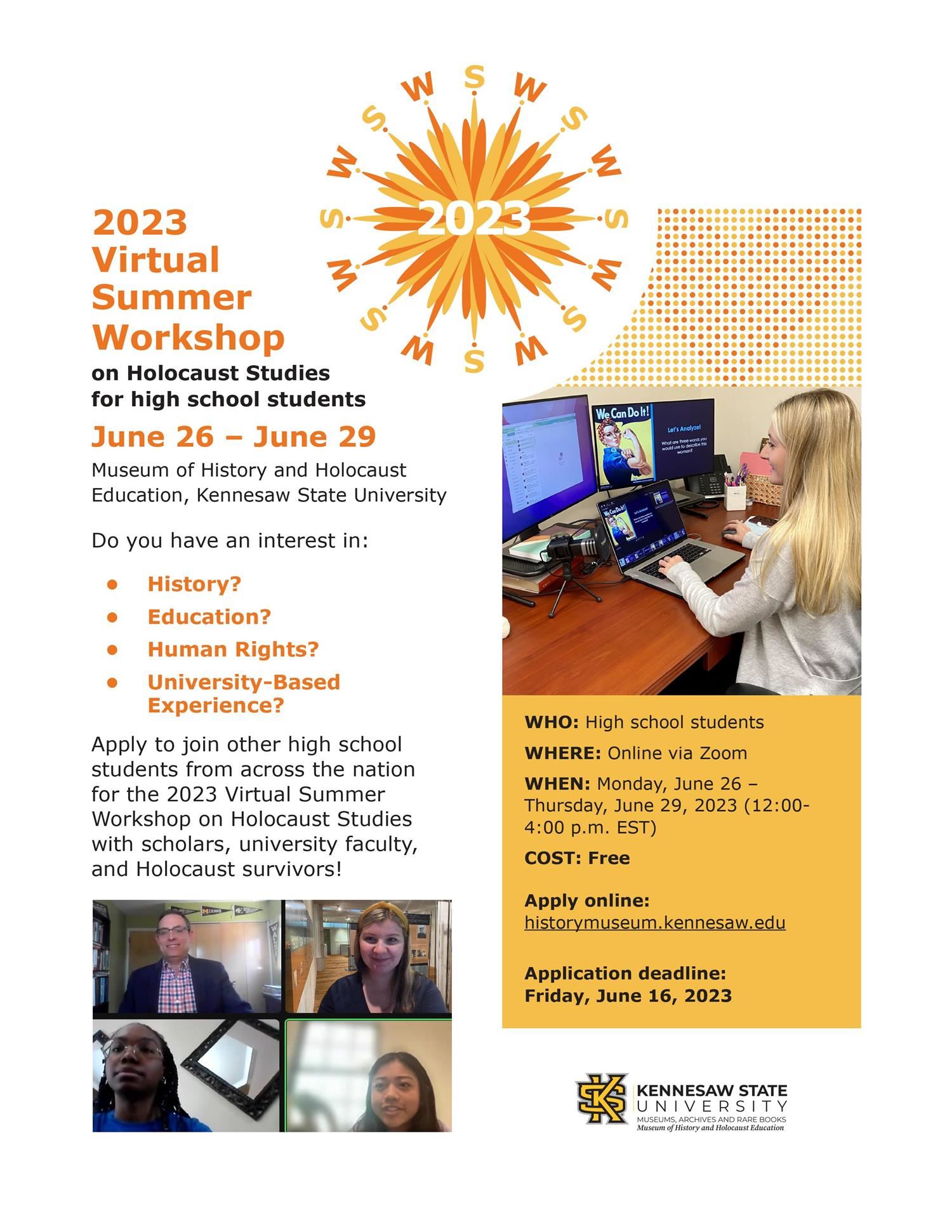 2023 Virtual Summer Workshop on Holocaust Studies for high school students 